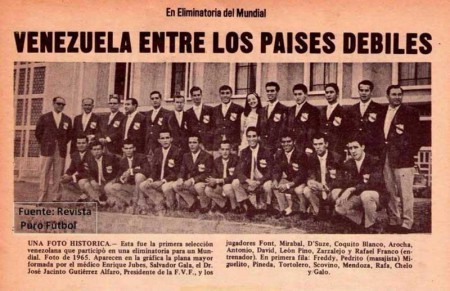 Primera selección nacional de fútbol de Venezuela para eliminatorias al mundial. Año 1965.